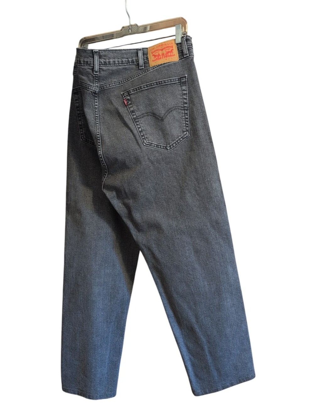 Levi’s 502 Men’s Jeans 42x30 Gray Black Tapered Fit Denim Pants Stretch